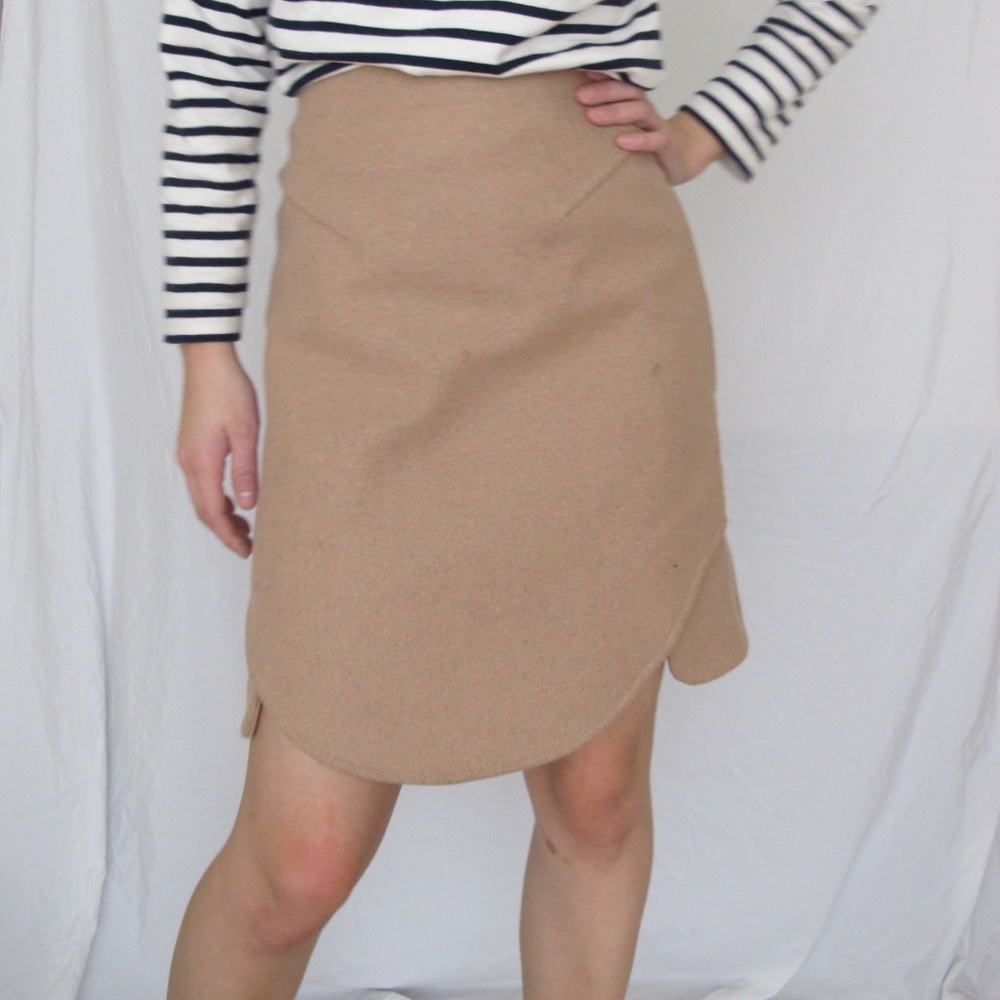 French brand Carven camel virgin wool skirt